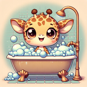 Character design A cute small Boy-giraffe Hybrid smiling taking...