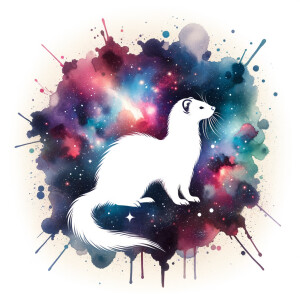 A cosmic outer space pretty watercolor graphic splattered on the...