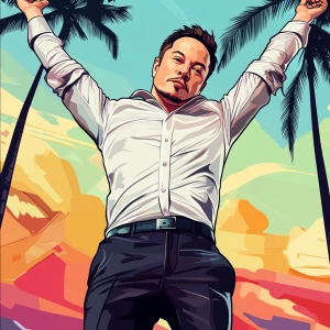 Elon Musk in GTA art style — do a handstand — in the style of a...
