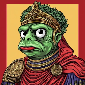 Pepe with pumped-up lips of a bright red color in carton style...