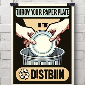 Through your paper plate in the dustbin poster