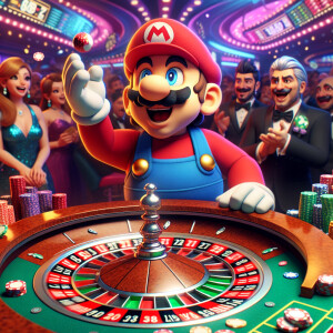 Mario playing roulette