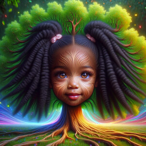 Create a hyper-realistic 3-D oil painting of a tree with a fulle...