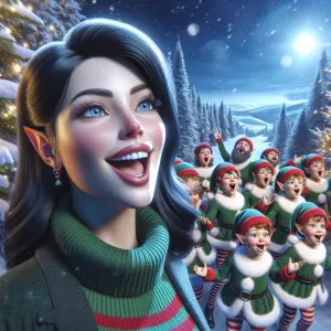 Photorealistic A pale-skinned woman with black hair and blue eye...