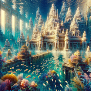 A hyper realistic under water lost city