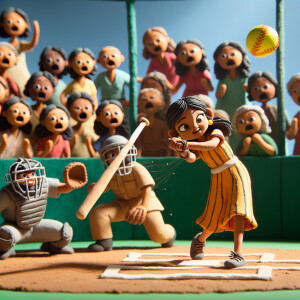 A girl hitting a home run in softball