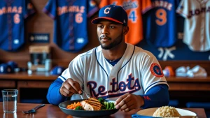 Generate an image of a professional baseball player in uniform s...