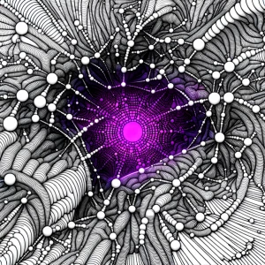 A monochromatic stereogram whit voronoi labyrinth of network lin...