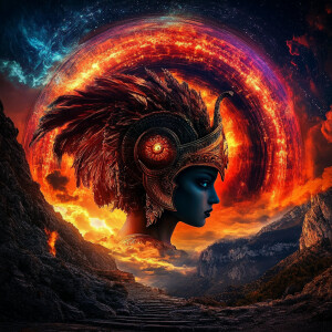 Greek Goddess Athena head on portrait vector image with creative...