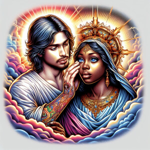 Ensure that the image distinctly represents both Jesus Christ an...