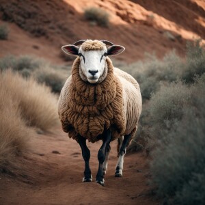 A courageous sheep with a swollen visage after surviving a venom...