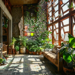 Design your dream Earthship home with walls adorned in intricate...