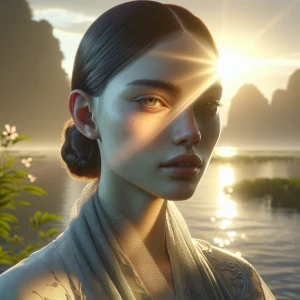 portrait of a young sensual female Alien, intricate artwork by J...