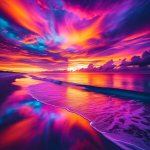 Early fall Thursday morning beach sunrise depicting a vibrant ar...