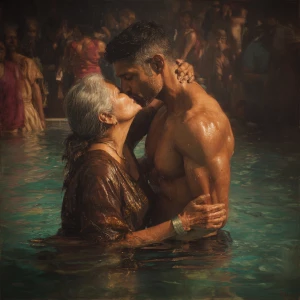 realism, photo painting .a indian criminal sweaty muscular beef...