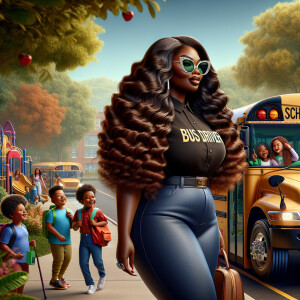 A hyper-realistic depiction of an stunning African American curv...