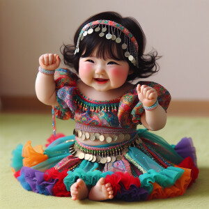 Korean baby girl with bellydance dress