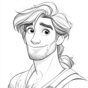 pencil line art adult male cartoon Disney style white background