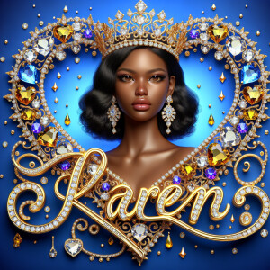 VCraft a 3-D image showcasing the name 'KAREN' in a luxurious go...