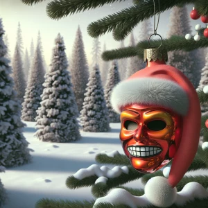 Photorealistic A photo of a 1950s kitschy blown glass Christmas...