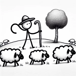 Create a black-and-white doodle-style animation of a stick figur...