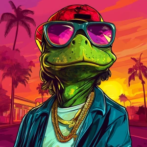 PEPE meme in a humorous digital illustration in the style of a G...