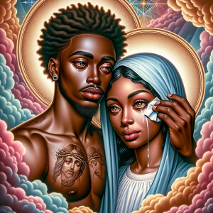 Ensure that the image distinctly represents both Jesus Christ an...