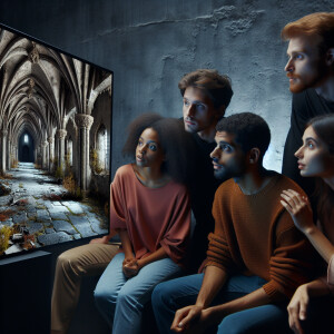 2 guys and 2 girls are looking at the screen. Which depicts the...