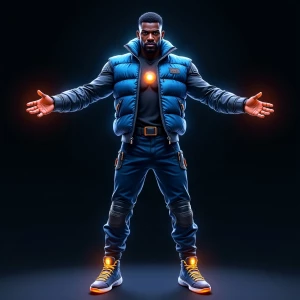 A frontal outstretched arms in a T pose full body concept illust...