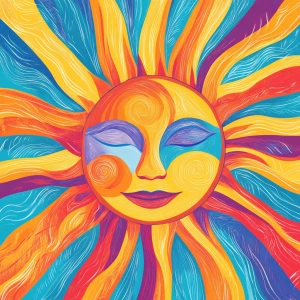 Create an Instagram profile picture featuring a brightly shining...