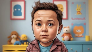 baby Elon Musk in children room, character have real face, use c...