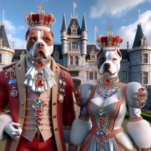 A hyper-realistic 3D image of an anthropomorphic red with white...