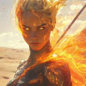 Hyperrealistic, cinematic digital art of Solara, Witch of Solar...