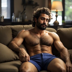 he passed out on the couch his lean hairy groomed body anddichan...