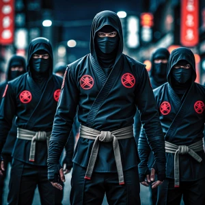 Design a group of ninjas known as The Foot Clan, showcasing thei...