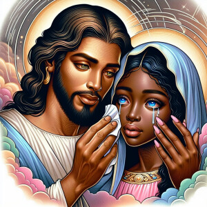 Ensure that the image distinctly represents both Jesus Christ an...