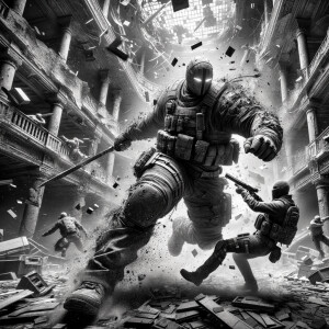 black and white high contrast oil painting style, photorealistic...