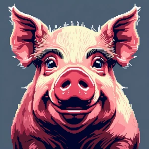 ,pig, pixel style art