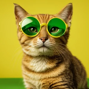 Generate a highly realistic, full-body image of a kitten wearing...