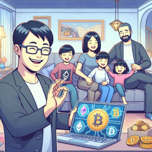Financial freedom through crypto. Family man enjoying life
