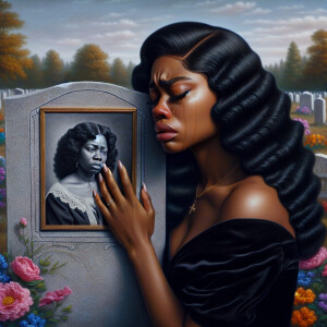 A beautiful light-skinned African-American woman with long wavy...