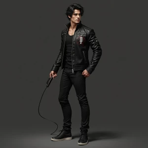 Mic Master is a tall and lean figure, with a confident posture t...