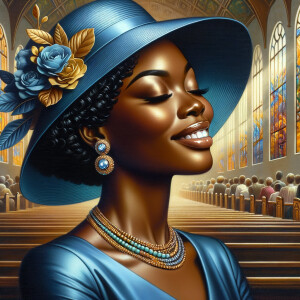 A spiritually enriching illustration portrays an African America...