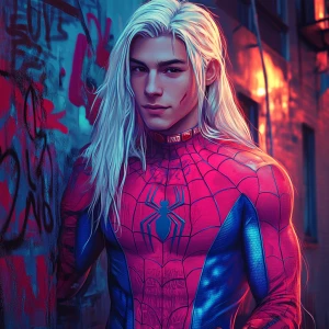 A character with long, straight, platinum blonde hair and light...