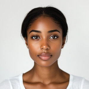 Portrait of a 21-year-old African American woman with a clean fa...