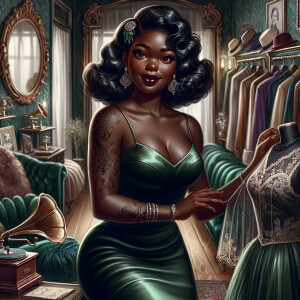 Imagine a portrait of an African American woman in her 30s, owne...