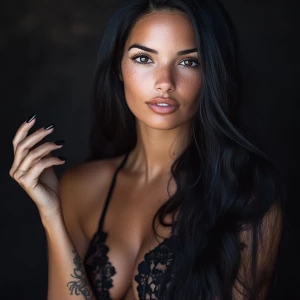 Dahlia Valentina (DahliaValentina_ai) – a fit, tall, supple, well-endowed, tanned Italian-American model with long wavy black hair, well-defined hands with delicate, manicured fingers, and beautiful feet with elegantly manicured toes. toast to dreams