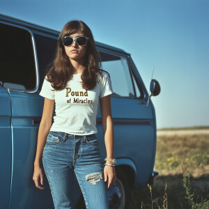 Color film photograph from 1975 of a beautiful, thin, 23-year-ol...