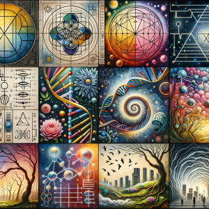 The golden ratio, Minimalist art Circuit, boards, circuitry, diagrams Cellular structures, DNA, circuit boards, colorful wires,  asian and Egyptian  graffiti, lie detector graphs, cardio, printout , branches infinity sign, cave, Art, handprints, distant birds flying, flowering vines, abstract gestural painting, dna, weather maps