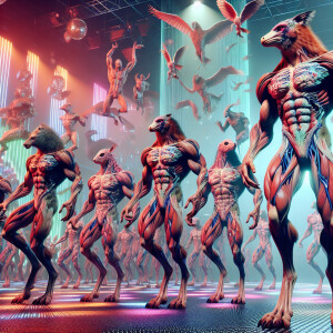 Augmented Mind bending Human- animal Hybrids with huge muscles w...